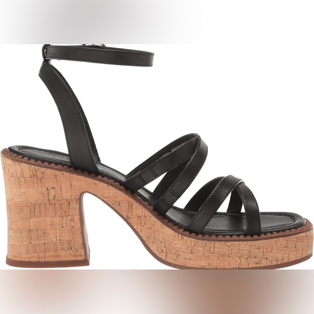 ❌SOLD❌ NIB [Lucky] Taiza Black Strappy Leather Heel Platform Sandals Women’s 8.5 - Picture 3 of 16